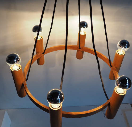 Image 1 of Domus Teak Chandelier / Danish Modern Design