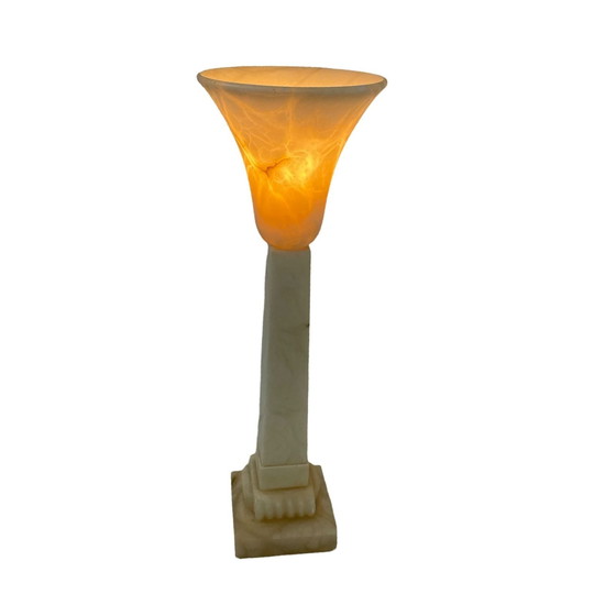 Image 1 of Pegasam Spain - Albaster Table Lamp - Brutalist Style - Chalice (Two In Stock)