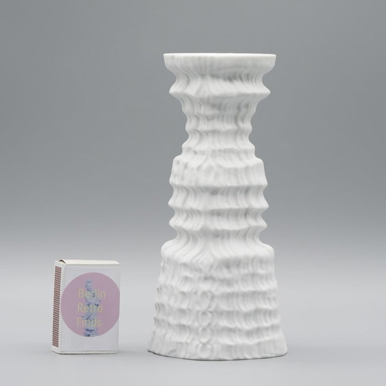 Image 1 of Rosenthal Bisque Porcelain Vase Lid-Box Candleholder Trio Martin Freyer Uta Feyl