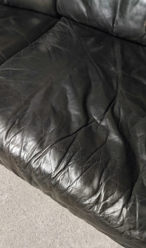 Image 1 of De Sede Ds-76 Black Leather Modular 2-seater Sofa, Switzerland 1970