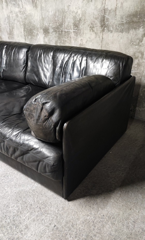 Image 1 of De Sede Ds-76 Black Leather Modular 2-seater Sofa, Switzerland 1970