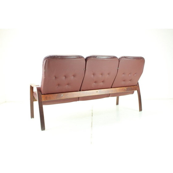 Image 1 of Vintage 3-seater leather sofa for Ton, Czechoslovakia 1980
