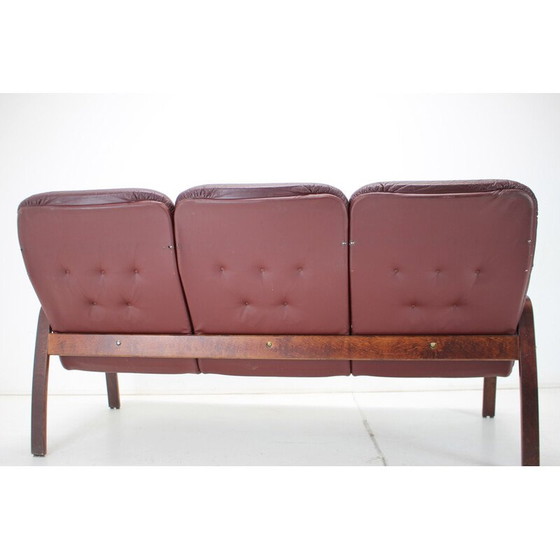 Image 1 of Vintage 3-seater leather sofa for Ton, Czechoslovakia 1980
