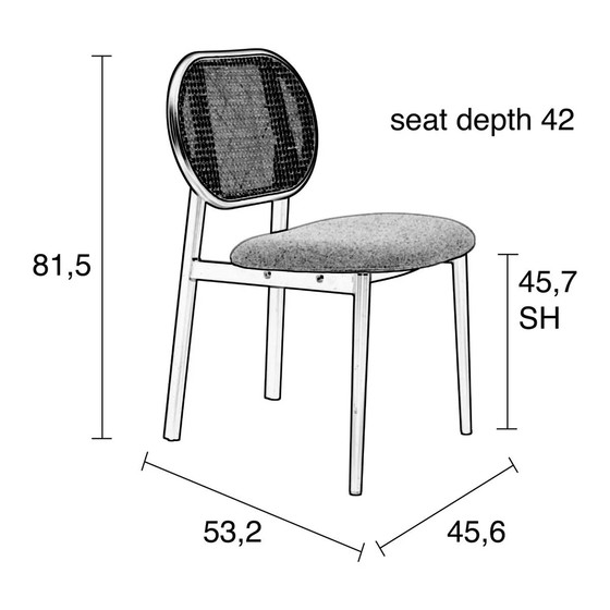 Image 1 of Zuiver Spike Dining Chair Chaise en rotin gris naturel