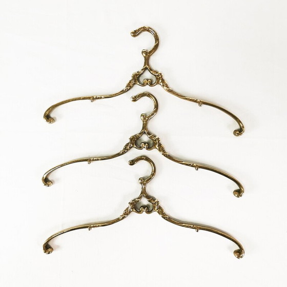 Image 1 of Set of 3 vintage brass hangers, Germany, 1960