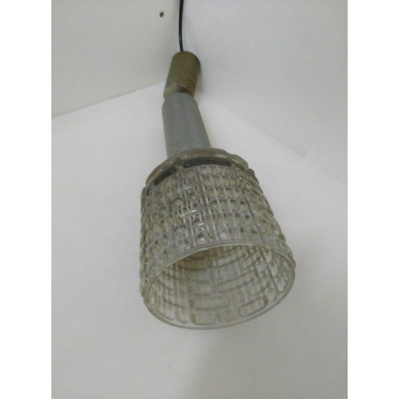 Image 1 of Coppia di lampadari vintage a cupola in metallo e vetro di Gaetano Sciolari, 1960