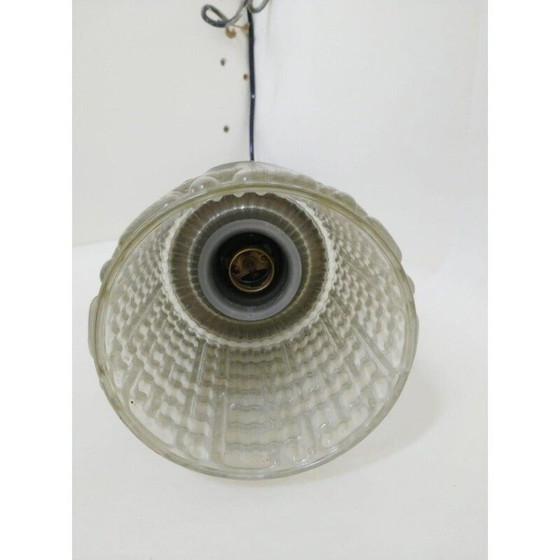 Image 1 of Coppia di lampadari vintage a cupola in metallo e vetro di Gaetano Sciolari, 1960