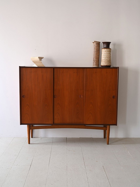 Image 1 of Vintage Scandinavian Highboard With Sliding Doors