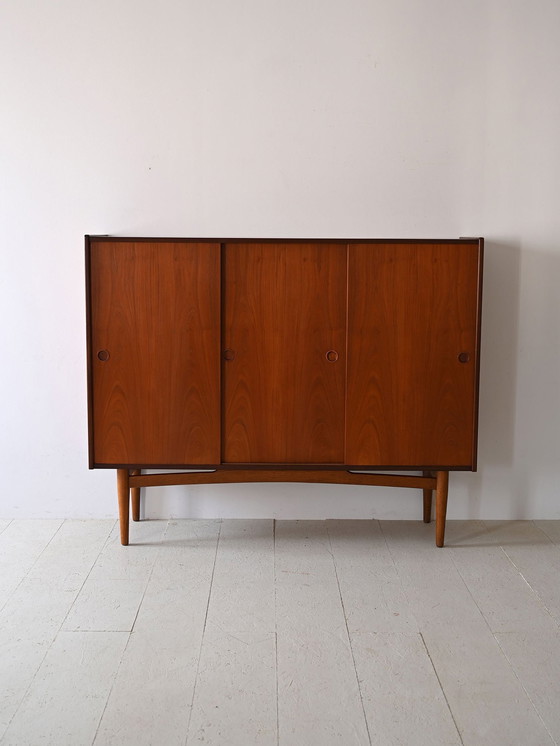 Image 1 of Vintage Scandinavian Highboard With Sliding Doors