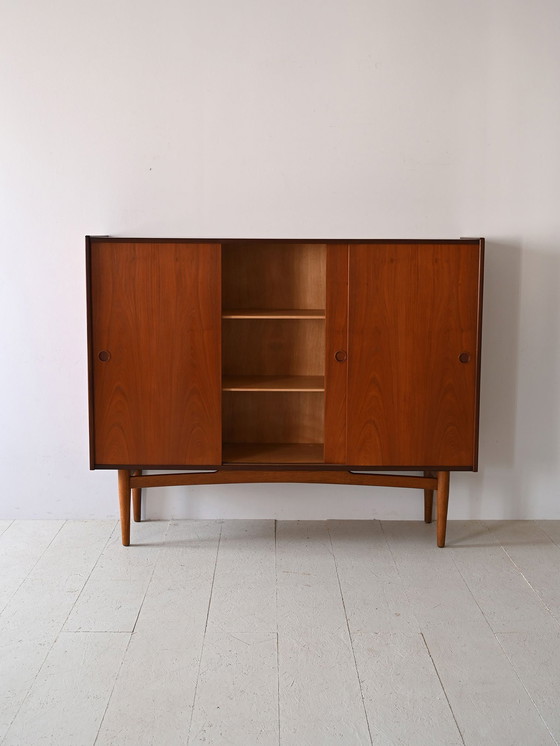 Image 1 of Vintage Scandinavian Highboard With Sliding Doors