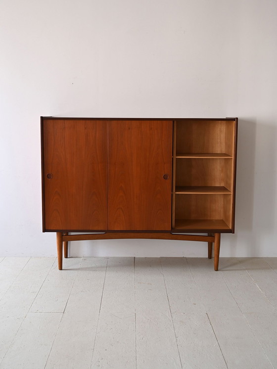 Image 1 of Vintage Scandinavian Highboard With Sliding Doors