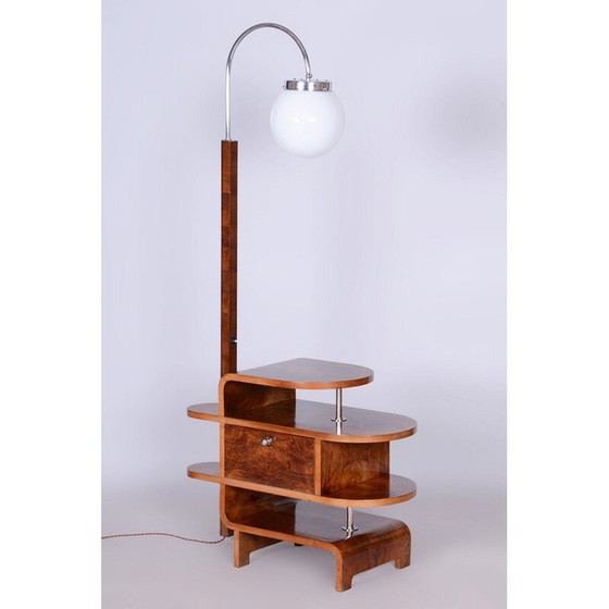 Image 1 of Lampada da terra Art Déco vintage in noce e abete di Jindrich Halabala per Up Závody, Cecoslovacchia 1930