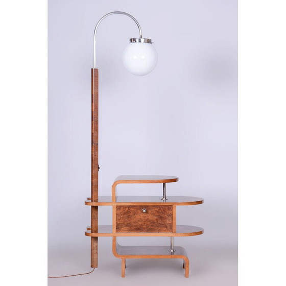 Image 1 of Lampada da terra Art Déco vintage in noce e abete di Jindrich Halabala per Up Závody, Cecoslovacchia 1930