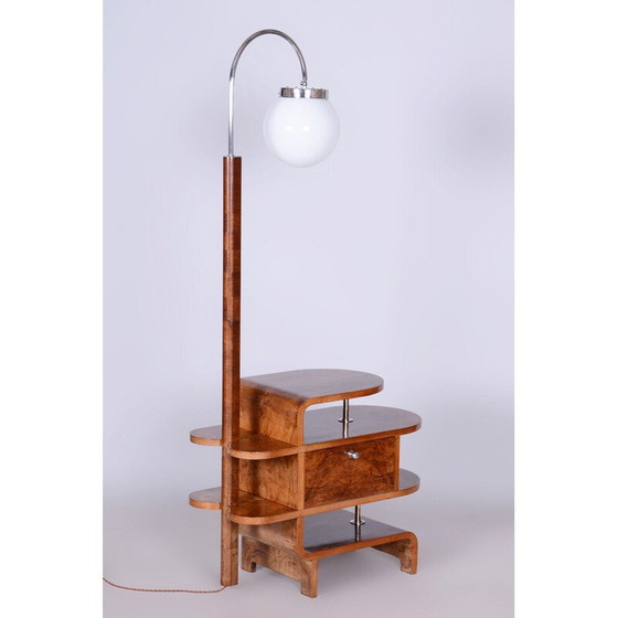 Image 1 of Lampada da terra Art Déco vintage in noce e abete di Jindrich Halabala per Up Závody, Cecoslovacchia 1930