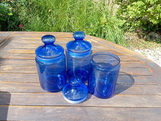 Image 1 of Trio Pots Apothicaire Bleus, De Luminarc - France