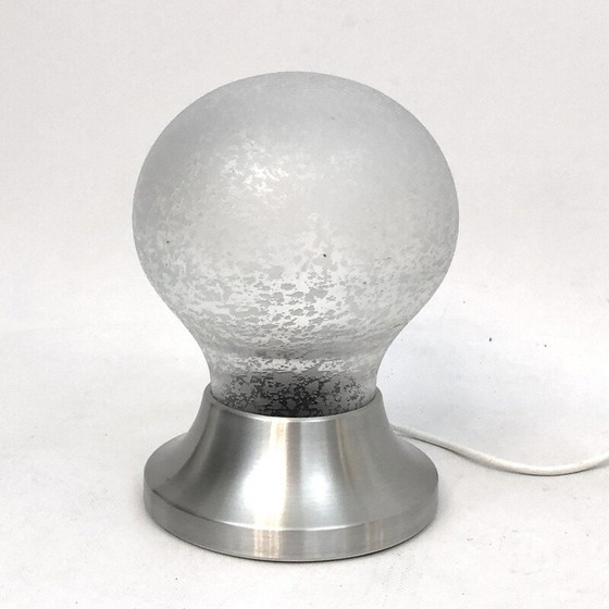 Image 1 of Vintage frosted glass and aluminum table lamp "Brioni" by Stilux Milano, 1960