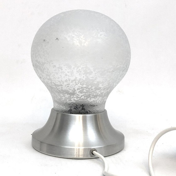 Image 1 of Vintage frosted glass and aluminum table lamp "Brioni" by Stilux Milano, 1960