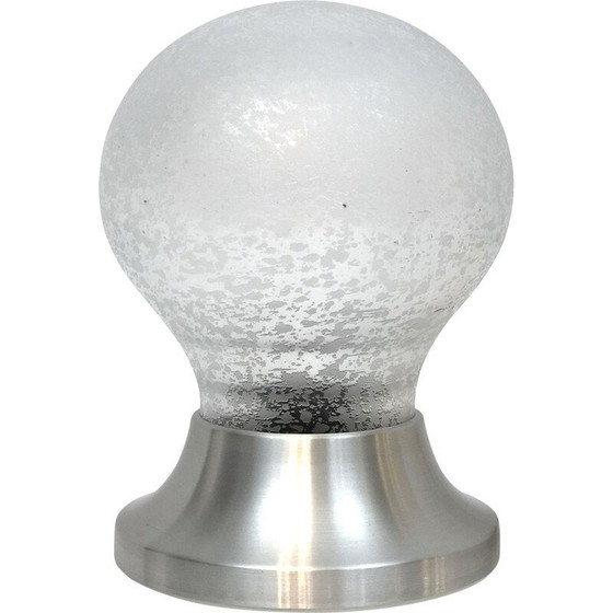 Image 1 of Vintage frosted glass and aluminum table lamp "Brioni" by Stilux Milano, 1960