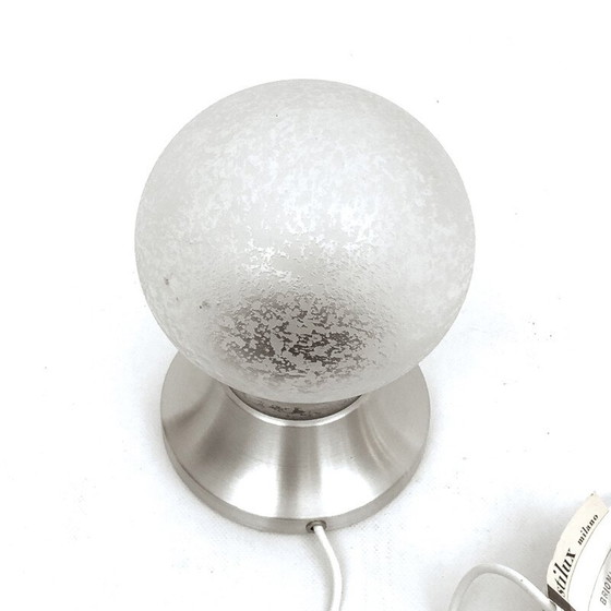 Image 1 of Vintage frosted glass and aluminum table lamp "Brioni" by Stilux Milano, 1960