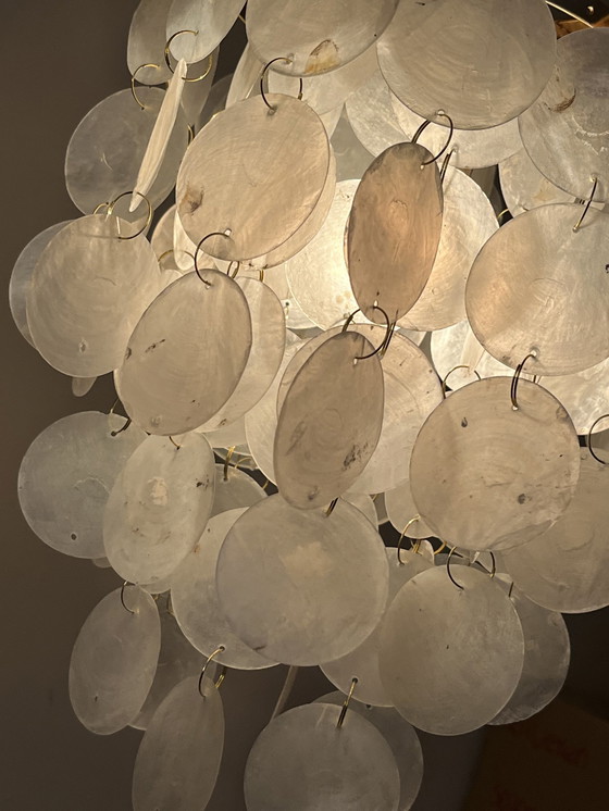 Image 1 of Set di 2 lampade a sospensione Capiz in madreperla vintage