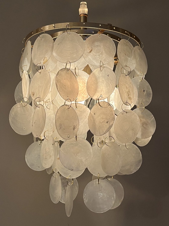 Image 1 of Set di 2 lampade a sospensione Capiz in madreperla vintage