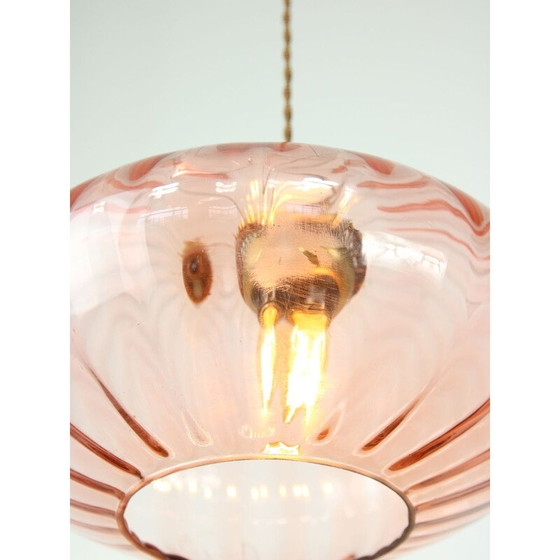 Image 1 of Lampada a sospensione vintage in ottone e vetro