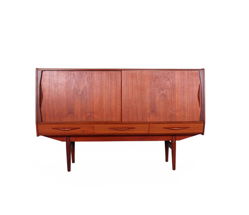 Danish design highboard in teak with sliding doors, 1960s