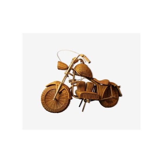 Image 1 of Vintage Harley Davidson motorcycle in rattan by Tom Dixon, 1990
