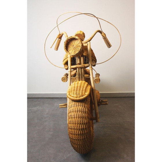Image 1 of Vintage Harley Davidson motorcycle in rattan by Tom Dixon, 1990