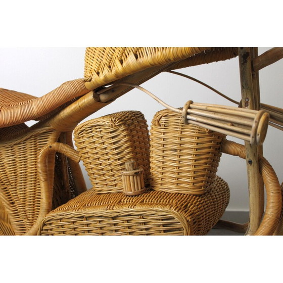 Image 1 of Vintage Harley Davidson motorcycle in rattan by Tom Dixon, 1990