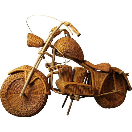 Image 1 of Vintage Harley Davidson motorcycle in rattan by Tom Dixon, 1990