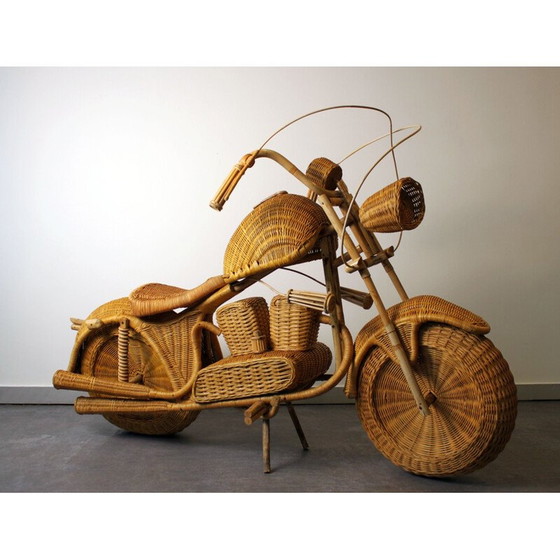 Image 1 of Vintage Harley Davidson motorcycle in rattan by Tom Dixon, 1990