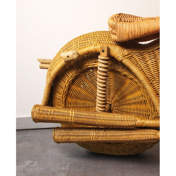 Image 1 of Vintage Harley Davidson motorcycle in rattan by Tom Dixon, 1990
