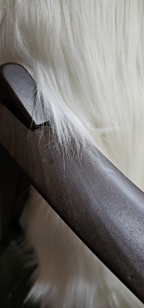 Image 1 of Vintage Teak 60'S Faux Fur Armchair