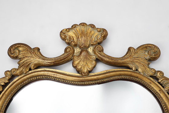 Image 1 of Espejo barroco belga del siglo XX en madera dorada, década de 1950