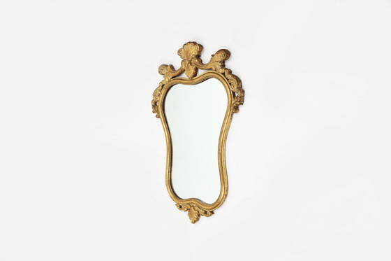 Image 1 of Espejo barroco belga del siglo XX en madera dorada, década de 1950