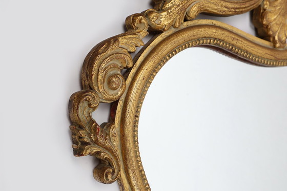 Image 1 of Espejo barroco belga del siglo XX en madera dorada, década de 1950
