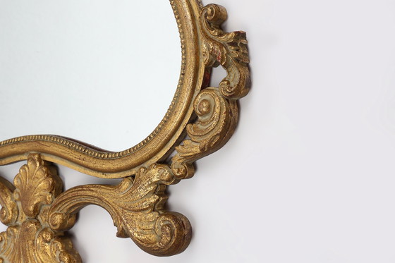 Image 1 of Espejo barroco belga del siglo XX en madera dorada, década de 1950