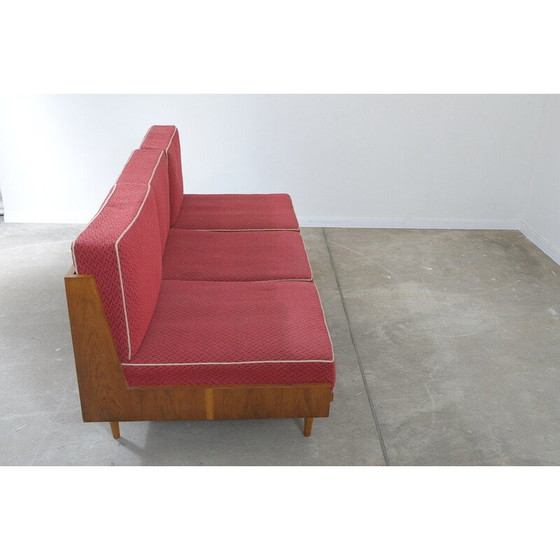 Image 1 of Vintage beech folding sofa bed for Drevotvar, Czechoslovakia 1970