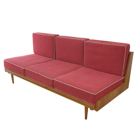 Image 1 of Vintage beech folding sofa bed for Drevotvar, Czechoslovakia 1970