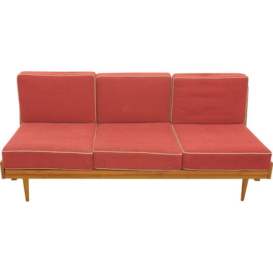 Image 1 of Vintage beech folding sofa bed for Drevotvar, Czechoslovakia 1970