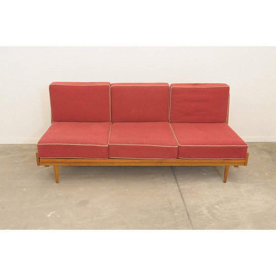 Image 1 of Vintage beech folding sofa bed for Drevotvar, Czechoslovakia 1970