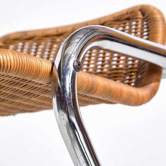 Image 1 of Vintage tube and wicker bar stool, Italy 1970s