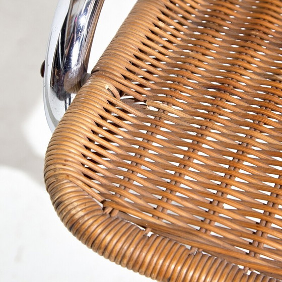 Image 1 of Vintage tube and wicker bar stool, Italy 1970s