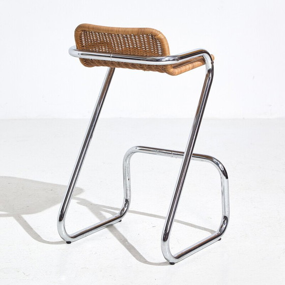 Image 1 of Vintage tube and wicker bar stool, Italy 1970s