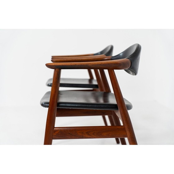 Image 1 of Pair of vintage armchairs in solid teak and skai leather by Erik Kirkegaard for Glostrup, Denmark 1960