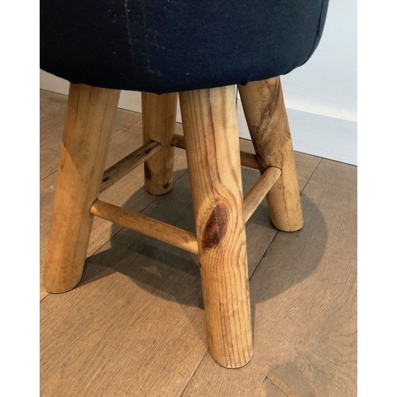 Image 1 of Pair of vintage stools in pine wood, France 1970