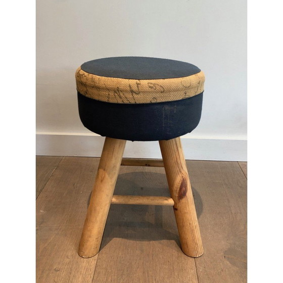 Image 1 of Pair of vintage stools in pine wood, France 1970