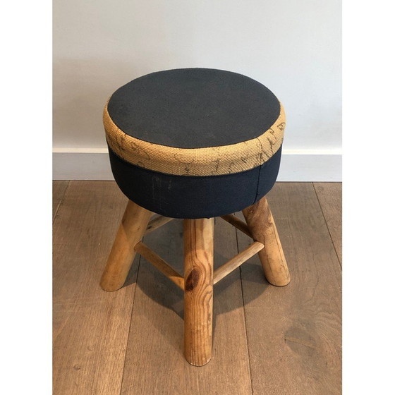 Image 1 of Pair of vintage stools in pine wood, France 1970