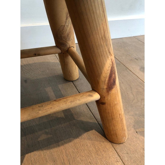 Image 1 of Pair of vintage stools in pine wood, France 1970